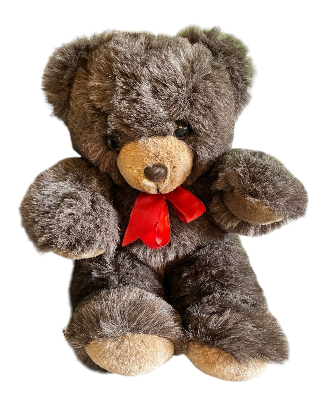"just friends" Brown Plush Teddy Bear with Red Bow